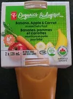Mängden socker i Bananes, pommes et carottes nourriture en purée pour bébés