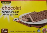 Mängden socker i Sandwichs à la crème glacée Chocolat