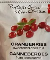 Mängden socker i Canneberges  séchées