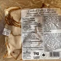 Mängden socker i Cooked Turkey Pieces