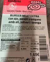 Mängden socker i Burger meat extra con ajo, perejil y oregano