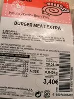 Mängden socker i Burger meat extra