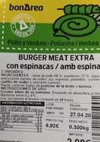 Mängden socker i Hamburguesa de pollo con espinacas