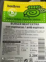 Mängden socker i Burger meat con espinacas