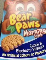 Mängden socker i Bear paws morning snack cereal and blueberry yogurt