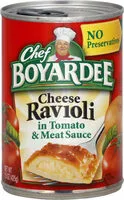 Mängden socker i Ravioli in tomato sauce