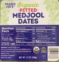 Mängden socker i Organic Pitted Medjool Dates