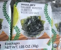 Mängden socker i Organic roasted seaweed with sea salt