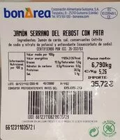 Mängden socker i Jamón serrano del rebost con pata