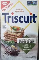 Mängden socker i Triscuit, graines de chia, saveur romarin et piments Jalapeños