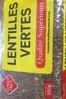 Mängden socker i Lentille Vertes Qualité Supérieure
