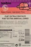 Mängden socker i Fuet extra con pavo