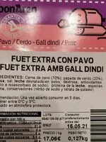 Mängden socker i Fuet extra con pavo