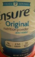 Mängden socker i Ensure Original Nutrition Powder Vanilla
