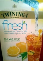 Mängden socker i Twinings fresh thé vert citron