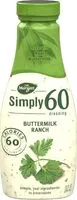 Mängden socker i Simply buttermilk ranch dressing