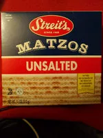 Mängden socker i Streit's, unsalted matzos
