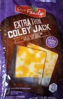Mängden socker i Extra thin colby jack cheese