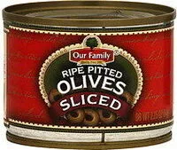 Mängden socker i Sliced pitted olives