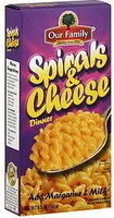 Mängden socker i Spirals & cheese macaroni dinner