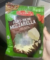 Mängden socker i Natural mozzarella shredded low moisture part skim cheese