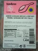 Mängden socker i Jamón serrano medias lonchas