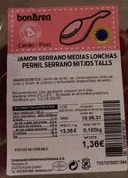Mängden socker i Jamón serrano medias lonchas