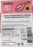 Mängden socker i Jamón serrano medias lonchas
