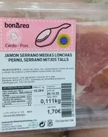 Mängden socker i Jamón serrano medias lonchas