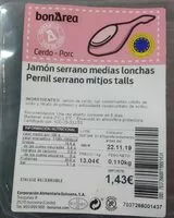 Mängden socker i Jamón serrano medias lonchas