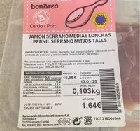 Mängden socker i Jamon serrano medias lonchas