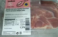 Mängden socker i Jamón serrano medias lonchas