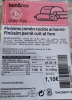 Mängden socker i Finísimo jamón cocido al horno