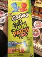 Mängden socker i Blue raspberry, redberry, sour patch kids low fat yogurt, blue raspberry, redberry