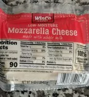 Mängden socker i Mozzarella cheese whole milk
