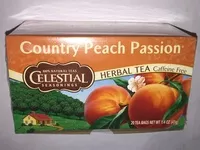 Mängden socker i Celestial seasonings, herbal tea, country peach passion