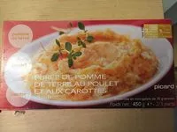 Mängden socker i Purée de pommes de terre au poulet et aux carottes