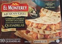 Mängden socker i Mexican grill charbroiled chicken & monterey jack cheese quesadillas flour tortillas, mexican grill charbroiled chicken & monterey jack cheese
