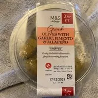 Mängden socker i Greek olives with garlic, pimento and jalapeño