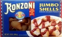 Mängden socker i Ronzoni, enriched macaroni product, jumbo shells no 95