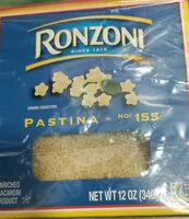 Mängden socker i Ronzoni, enriched macaroni product, pastina no. 155