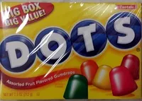 Mängden socker i Tootsie, dots, gumdrops, assorted fruit