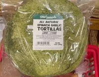 Mängden socker i All Natural Spinach Garlic Tortillas