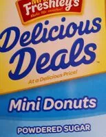Mängden socker i Mrs. freshley's, delicious deals powdered sugar mini donuts