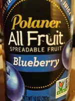 Mängden socker i Polaner, all fruit, spreadable fruit, blueberry
