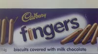 Mängden socker i Cadburry Fingers Biscuits Covered With Milk Chocolate