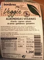 Mängden socker i Albóndigas veganas Bonarea