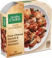 Mängden socker i Cafe steamers four cheese ravioli & chicken marinara