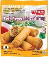 Mängden socker i Pork vegetable & shrimp spring rolls