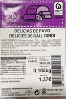 Mängden socker i Delicias de pavo